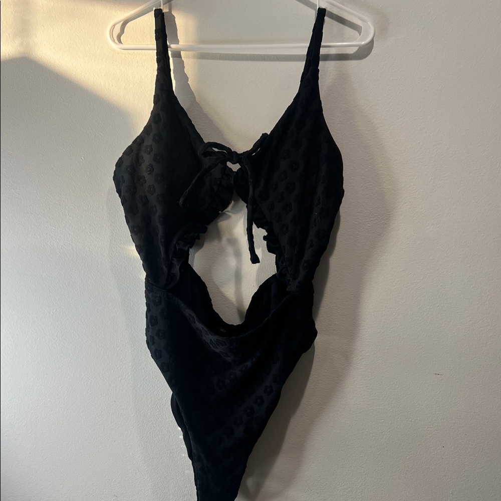 Miken One piece Black flower swimsuit